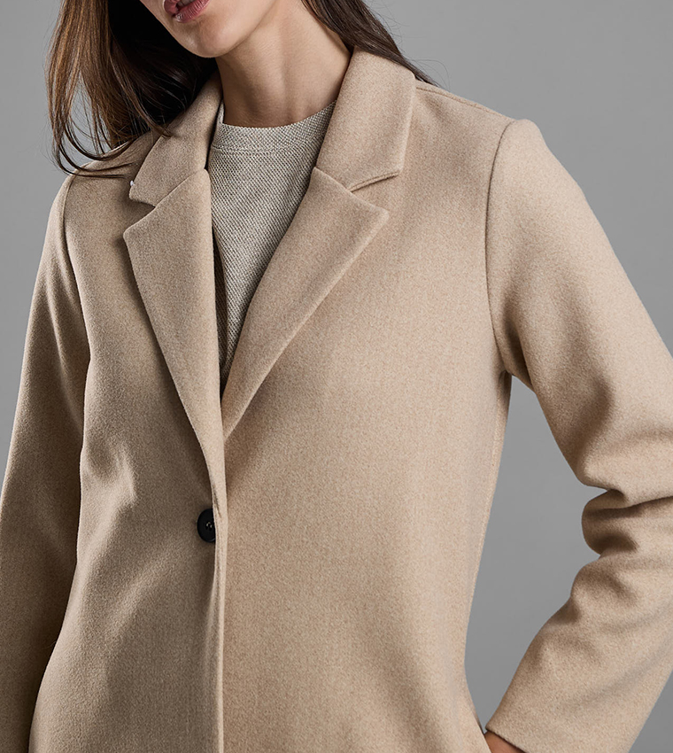 Solid Overcoat with Button Closure