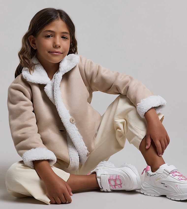 Sherpa Trim Jacket with Button Closure
