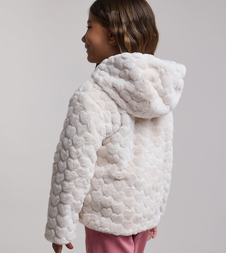 Sherpa Hooded Jacket with Zipper Closure