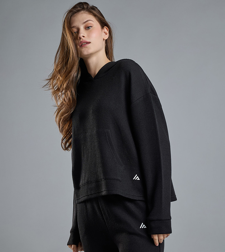 Solid Sweatshirt with Crew Neck and Long Sleeves