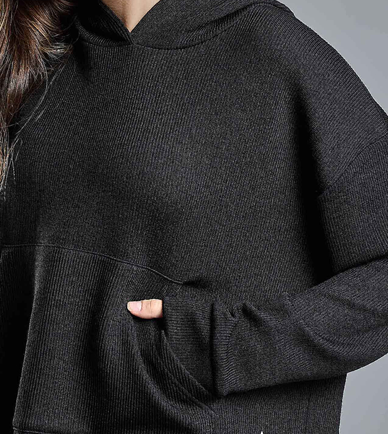 Solid Sweatshirt with Crew Neck and Long Sleeves