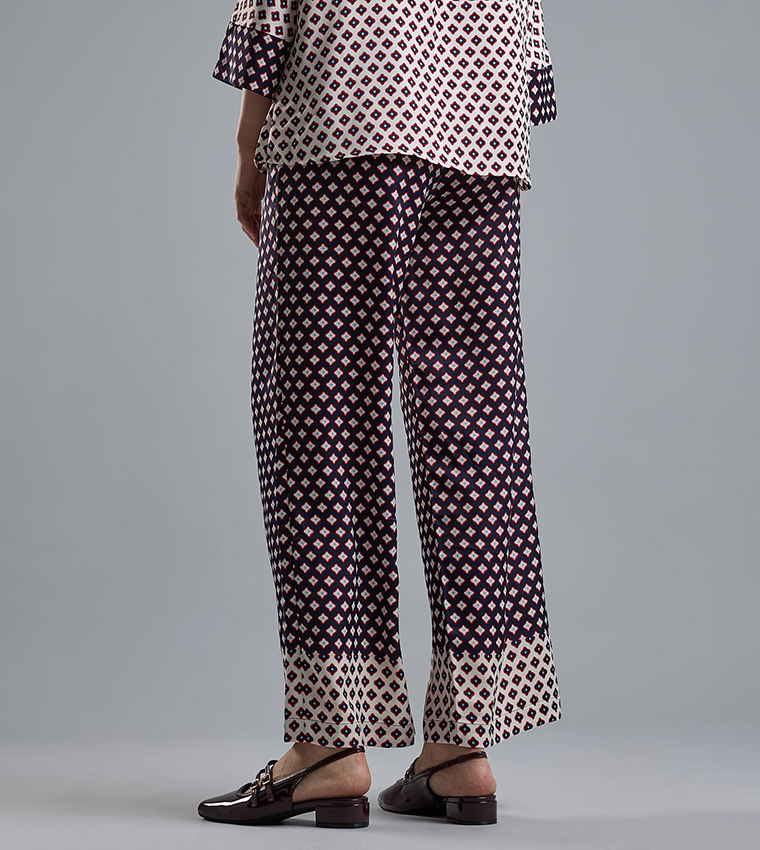 Printed Wide Leg Pants with Drawstring Waist