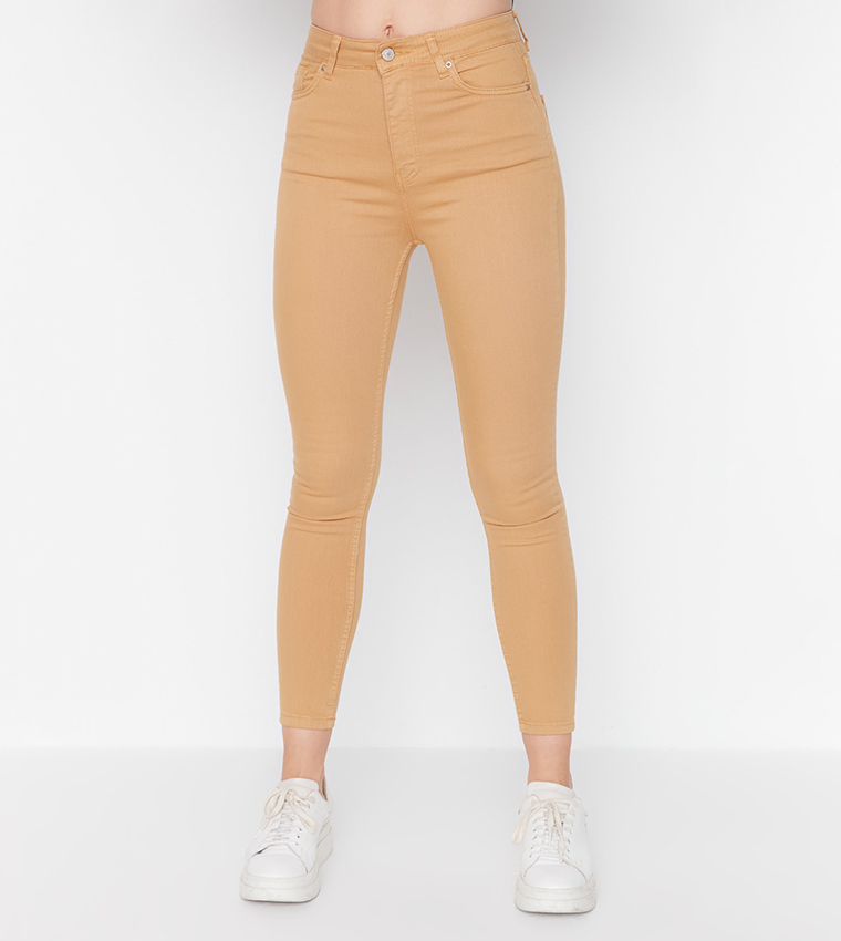Buy Trendyol High Waist Skinny Jeans In Camel 6thStreet UAE