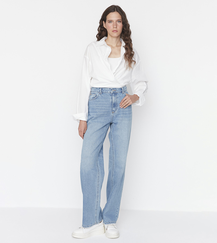 Heavy Faded Low Waist Wide Leg Jeans