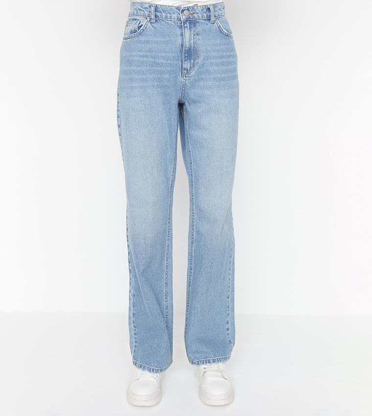 Heavy Faded Low Waist Wide Leg Jeans