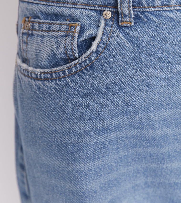 Heavy Faded Low Waist Wide Leg Jeans