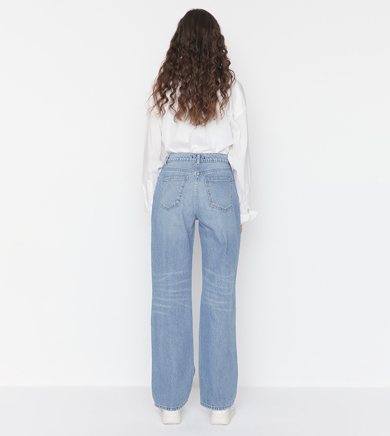 Heavy Faded Low Waist Wide Leg Jeans