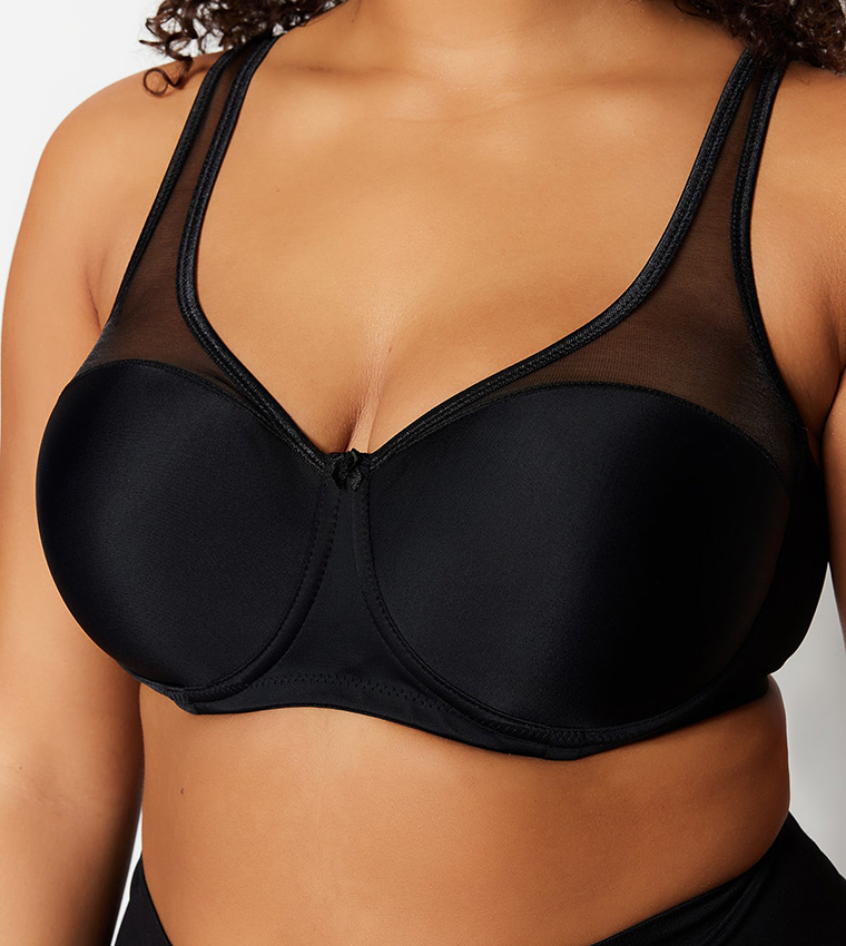 Buy Trendyol Mesh Detailed Push Up Bra In Black