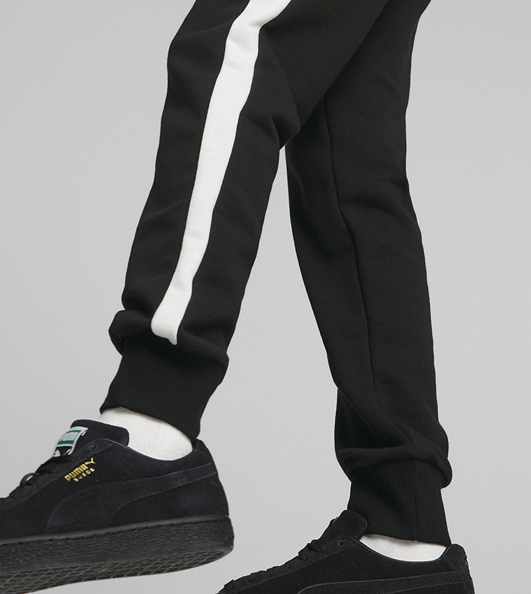 Puma joggers white stripe best sale