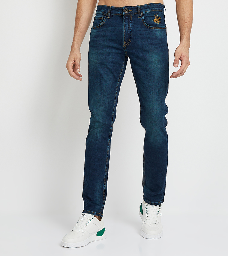 Buy Beverly Hills Polo Club Logo Embroidered Slim Fit Jeans In