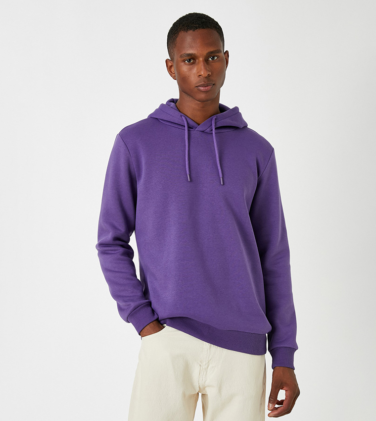 Buy Koton Solid Long Sleeves Hooded Sweatshirt In Purple | 6thStreet Saudi  Arabia