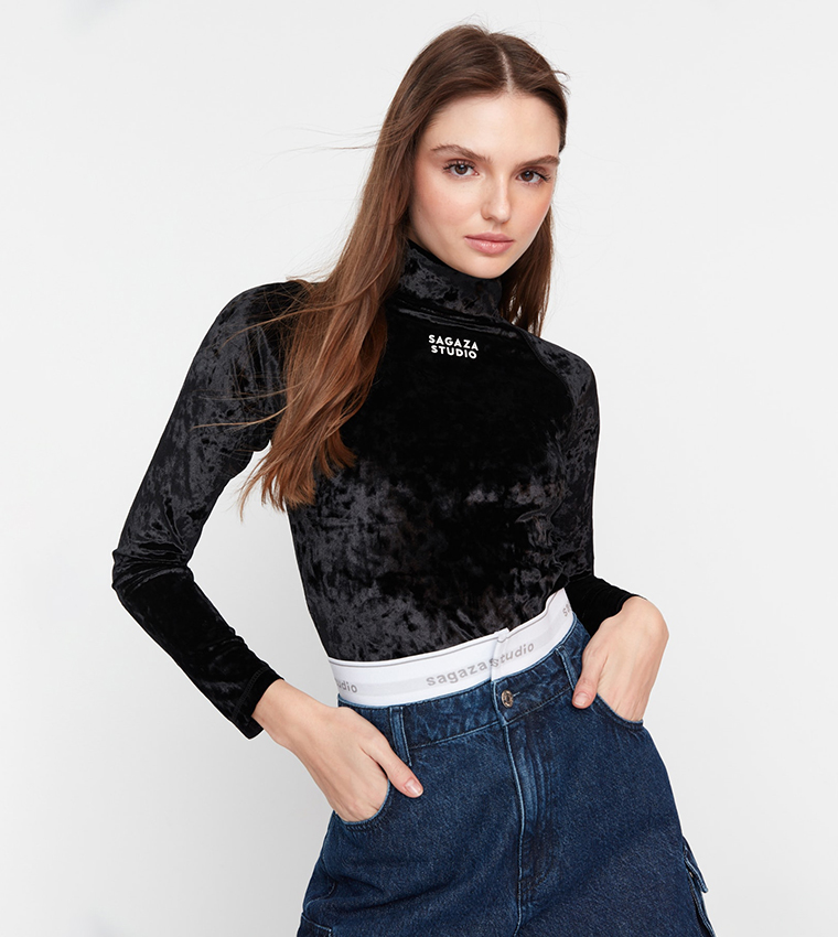 PRINTED VELVET TOP