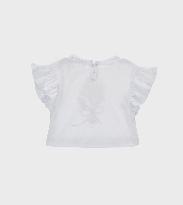 Printed Crew Neck Cropped T-Shirt