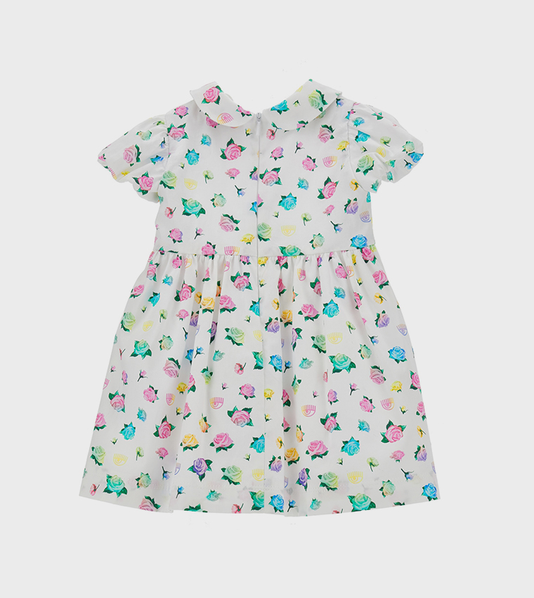 Printed Peterpan Collar Fit and Flare Dress