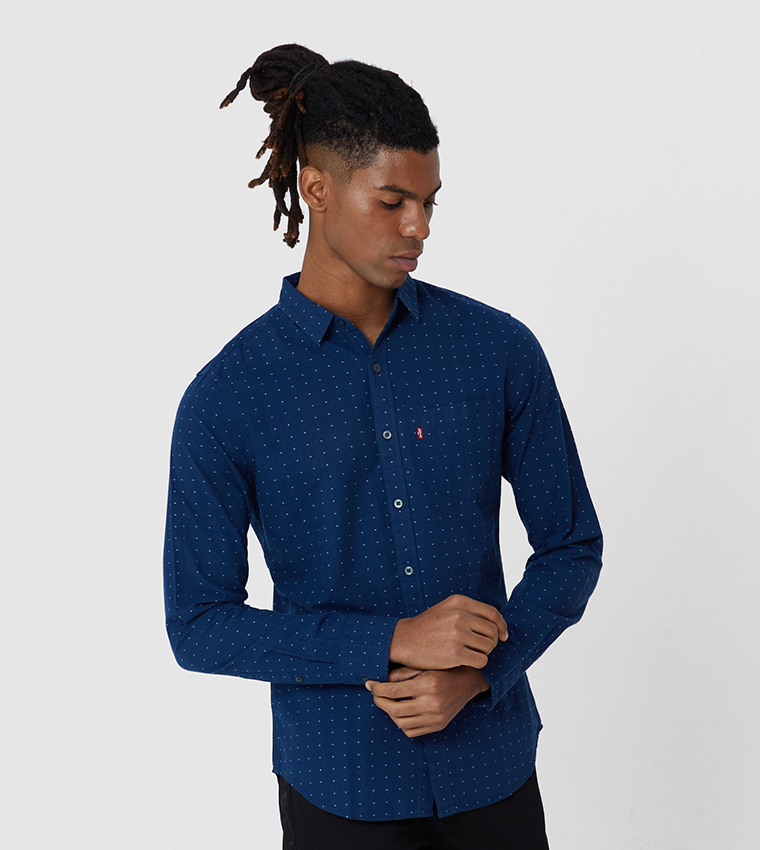 Buy Levi's Slant Pocket Long Sleeve Collared Shirt In Blue | 6thStreet  Kuwait