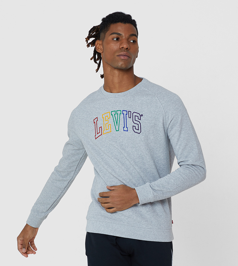 Buy Levi's Long Sleeve Round Neck Tuffed Embroidery Sweatshirt In Grey |  6thStreet Kuwait