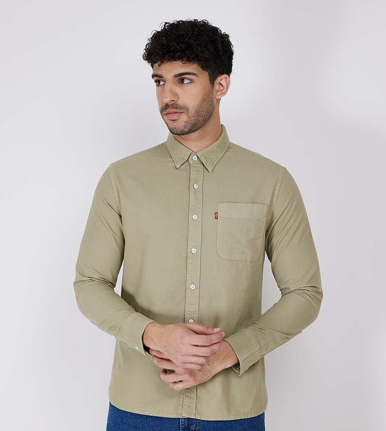 Solid Pocket Detail Shirt