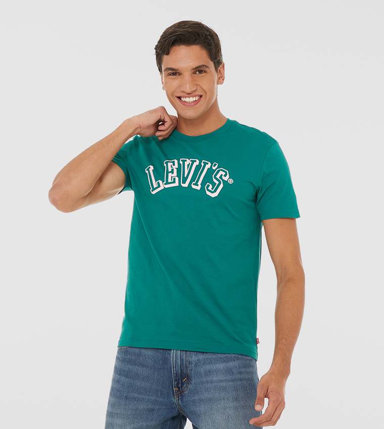 Buy Levi s Logo Printed Varsity Typo T Shirt In Green 6thStreet UAE