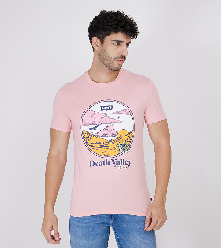 تيشيرت بياقة مستديرة وطبعة جرافيك 