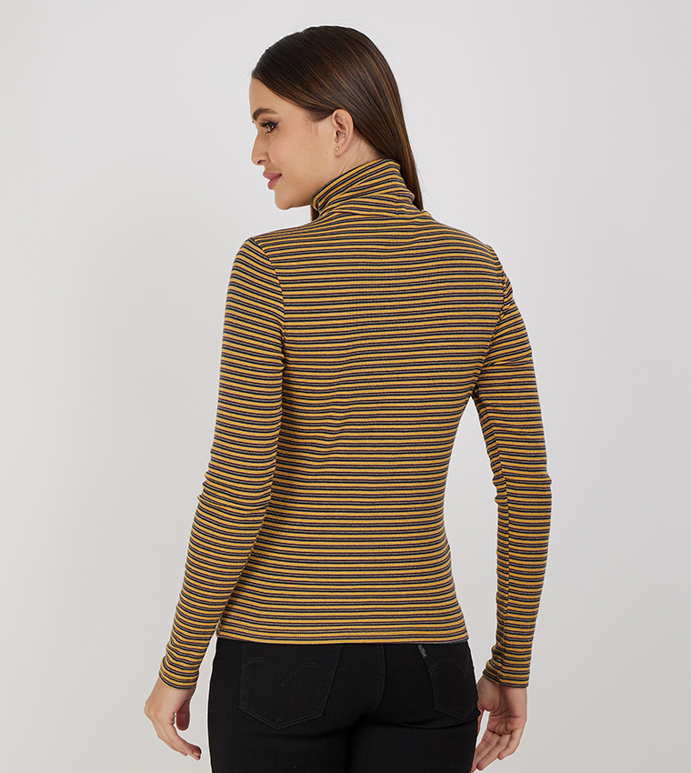 Striped Turtleneck Top