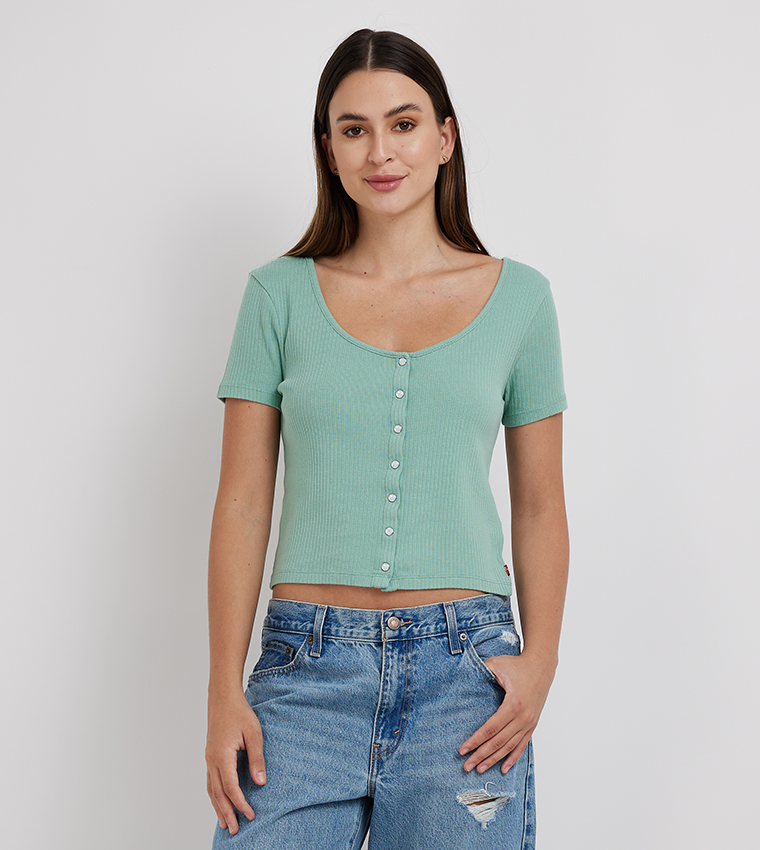 Ribbed Scoop Neck Crop Top