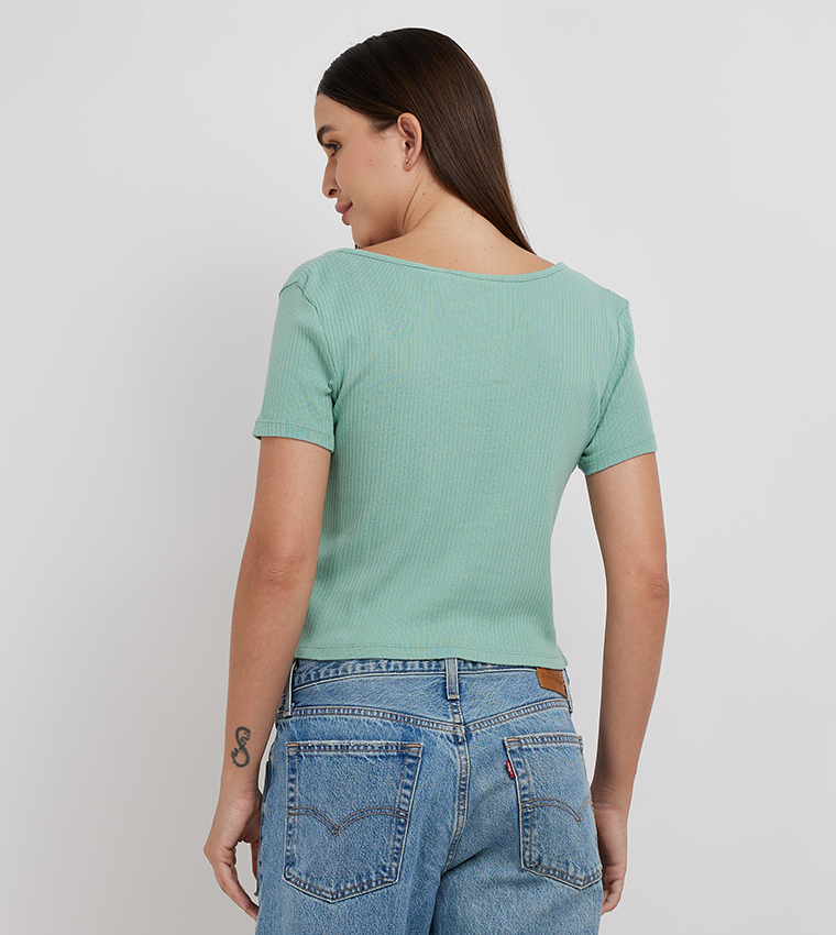 Ribbed Scoop Neck Crop Top