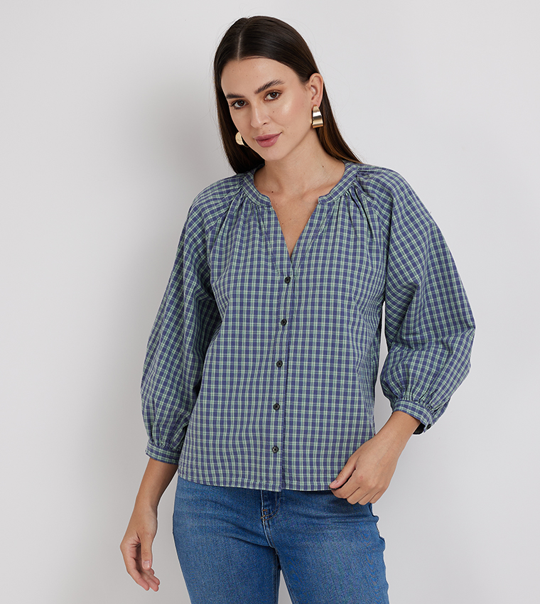Checkered Shirt Style Top