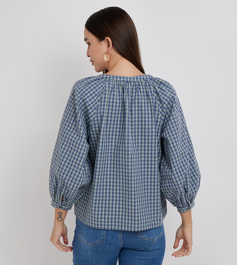 Checkered Shirt Style Top