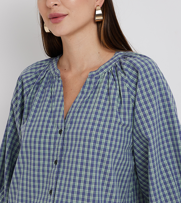 Checkered Shirt Style Top