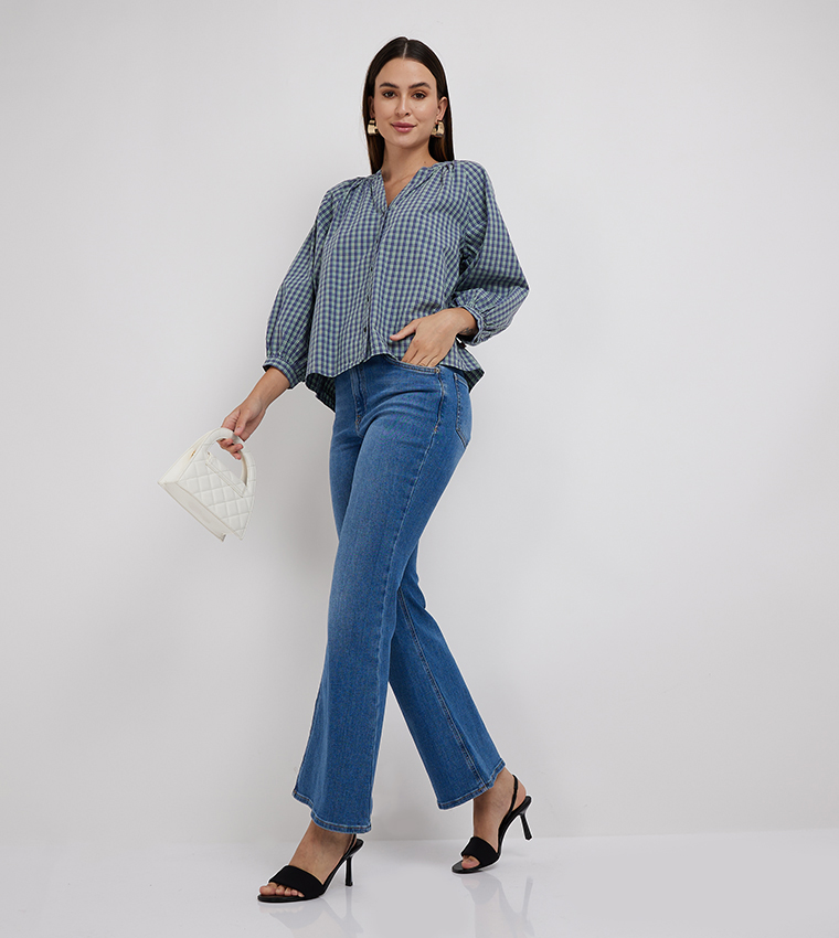 Checkered Shirt Style Top