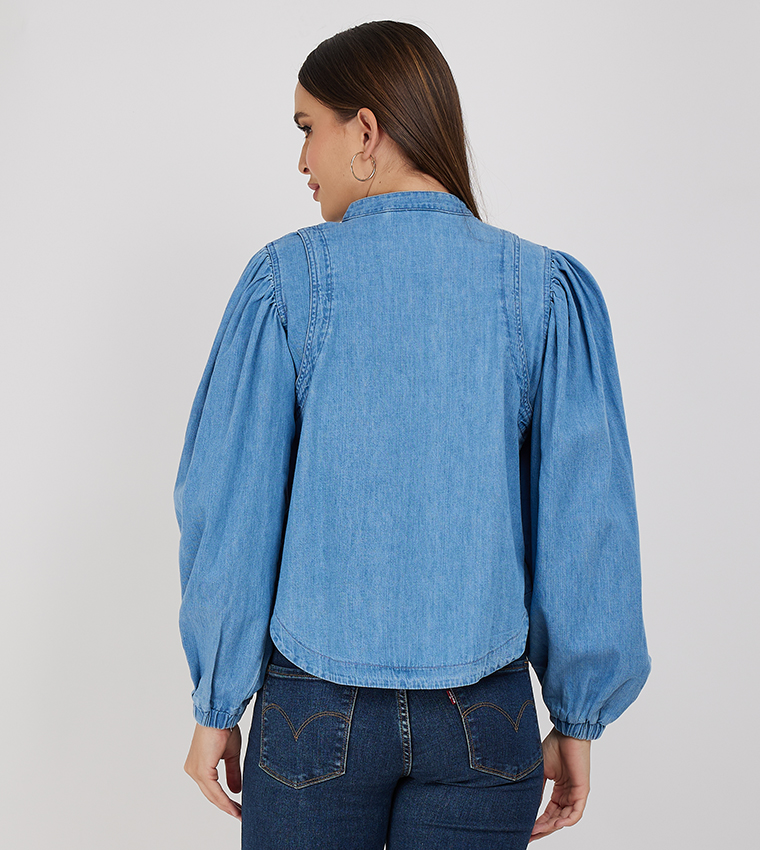 Button Detail Denim Shirt