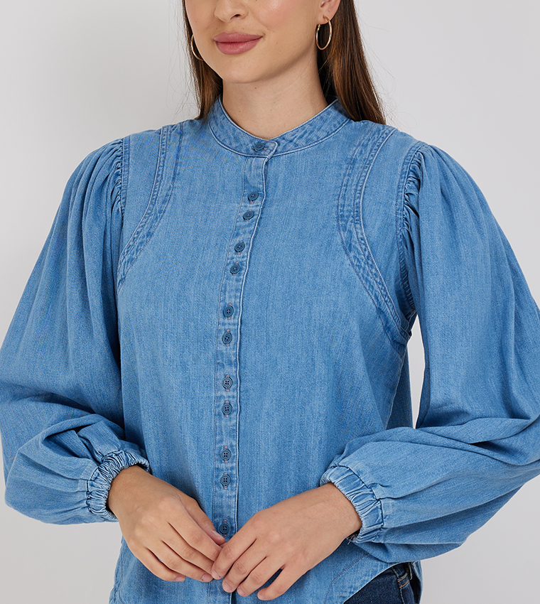 Button Detail Denim Shirt