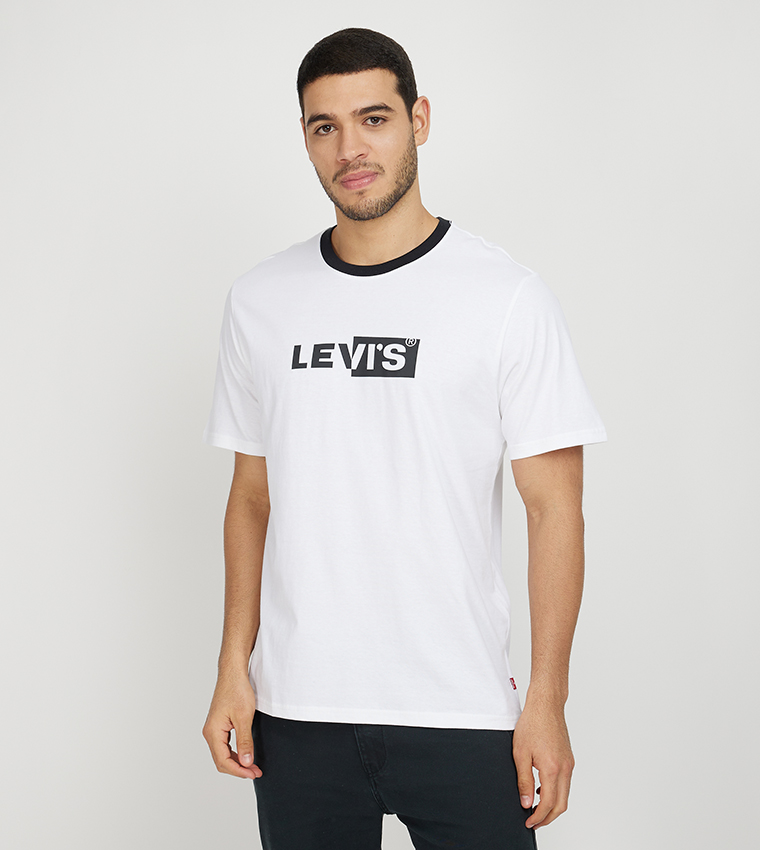 Buy Levi's Logo Printed Relaxed Fit Short SleevesT Shirt In White ...
