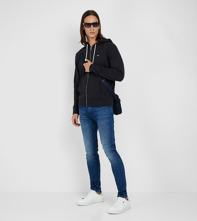 Original Logo Detail Zippered Hooded Jacket