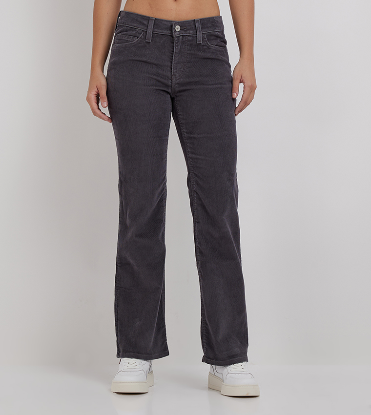 Washed Straight Fit Wide Leg Jeans