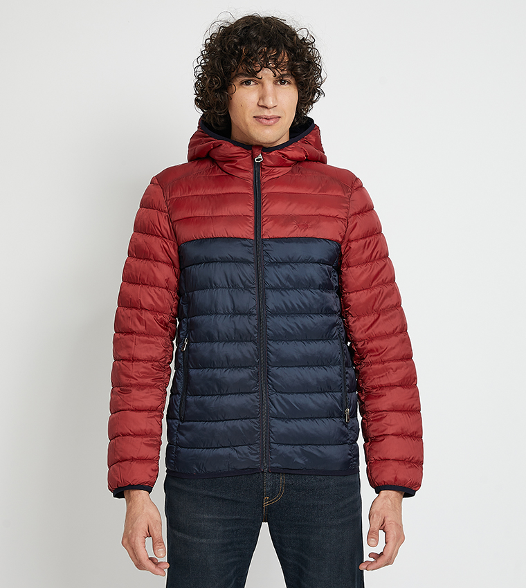 Buy Levi's Color Block Hooded Puffer Jacket In Red | 6thStreet Kuwait