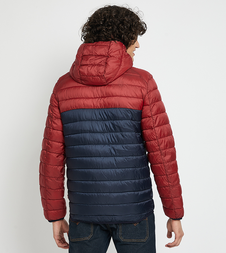 Buy Levi's Color Block Hooded Puffer Jacket In Red | 6thStreet Kuwait