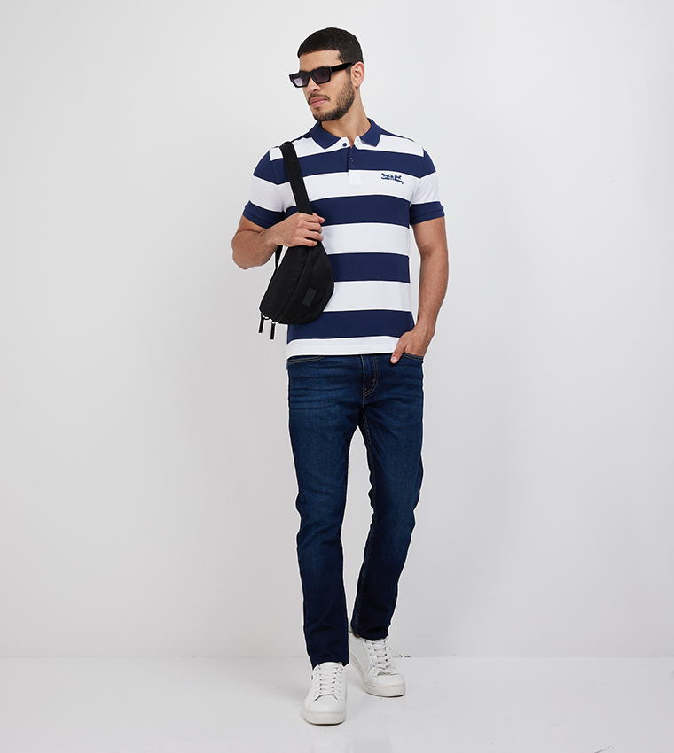 Striped Short Sleeves Polo T-Shirt
