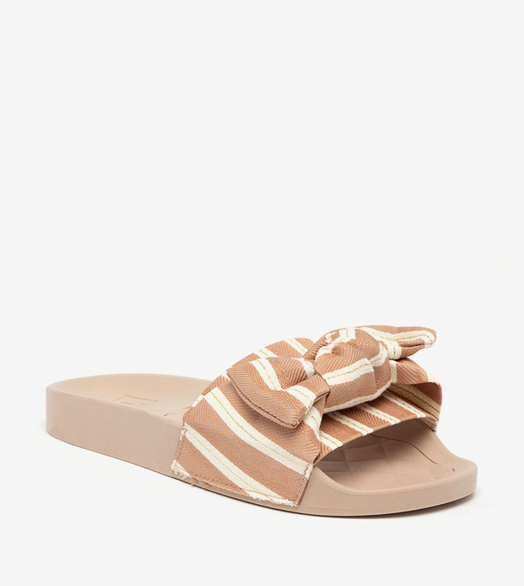 Buy Moleca Jalisa Bow Detail Slides In Beige 6thStreet Kuwait