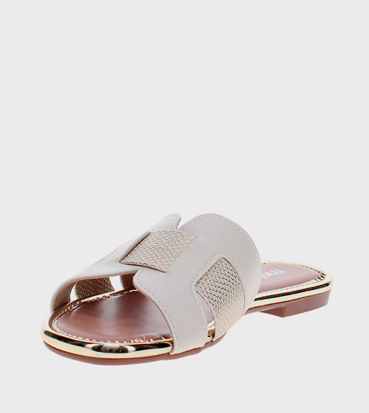 Snakeskin Open Toe Flat Sandals