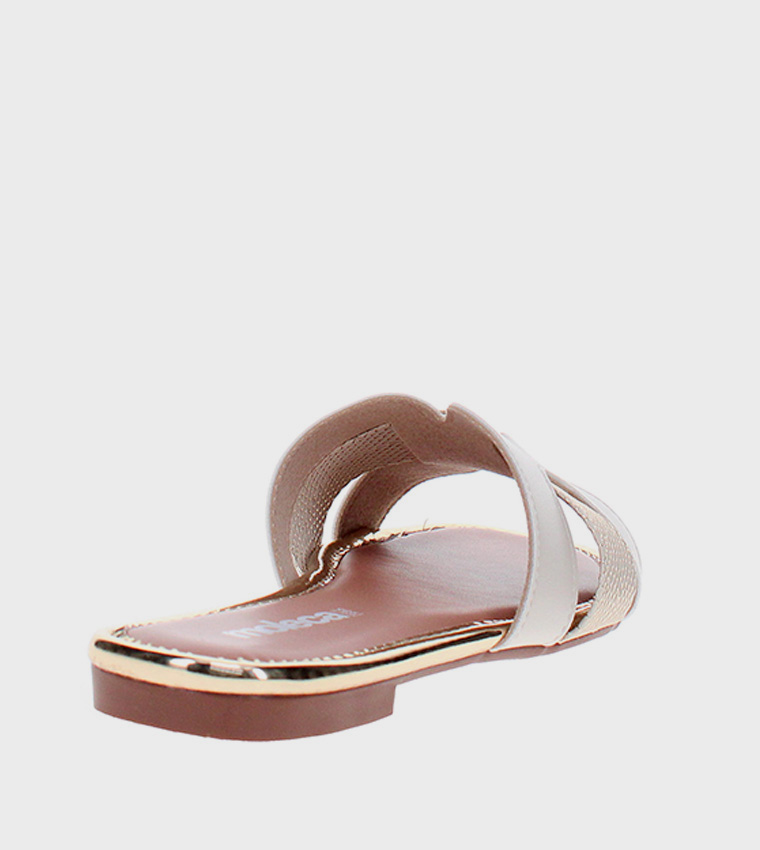 Snakeskin Open Toe Flat Sandals