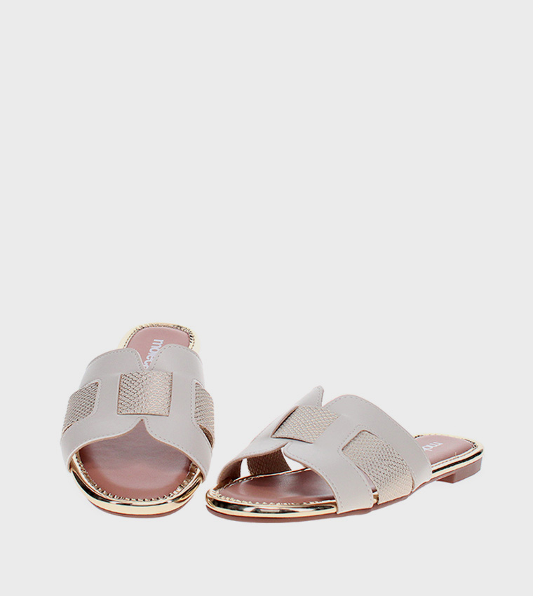 Snakeskin Open Toe Flat Sandals