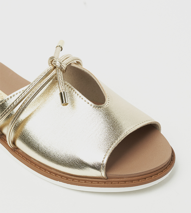 Moleca  Flat Sandals - Gold Flat Sandals