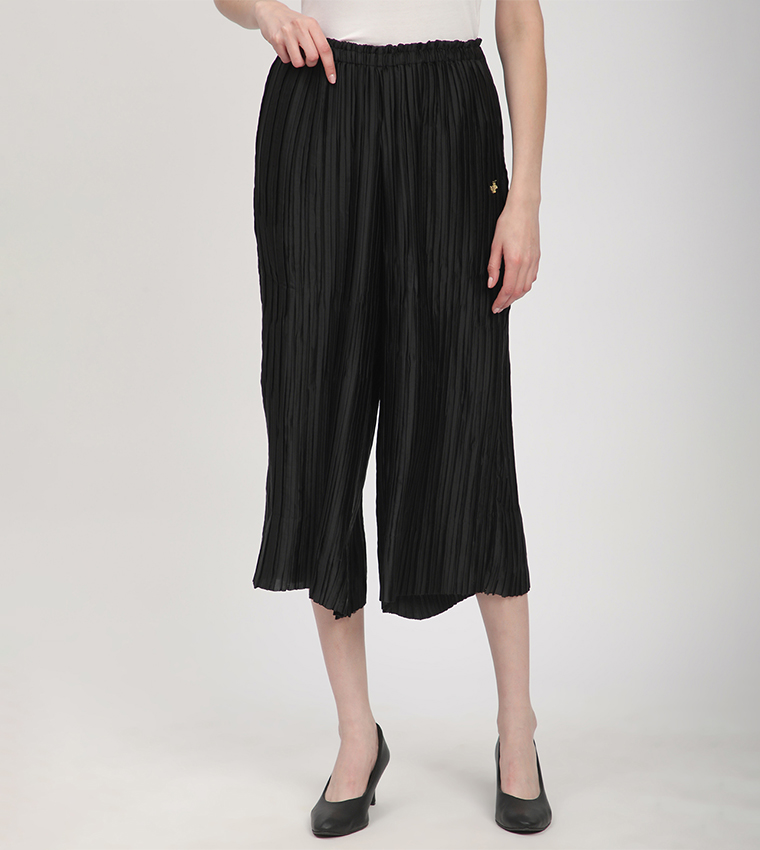 Pleated Elastic Waist Culottes