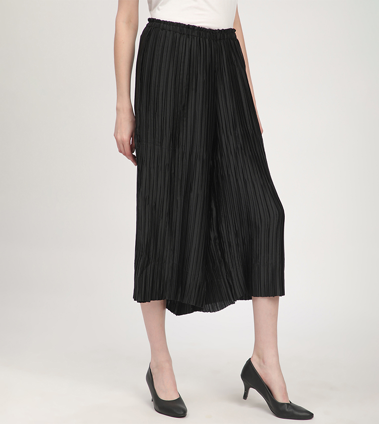 Pleated Elastic Waist Culottes