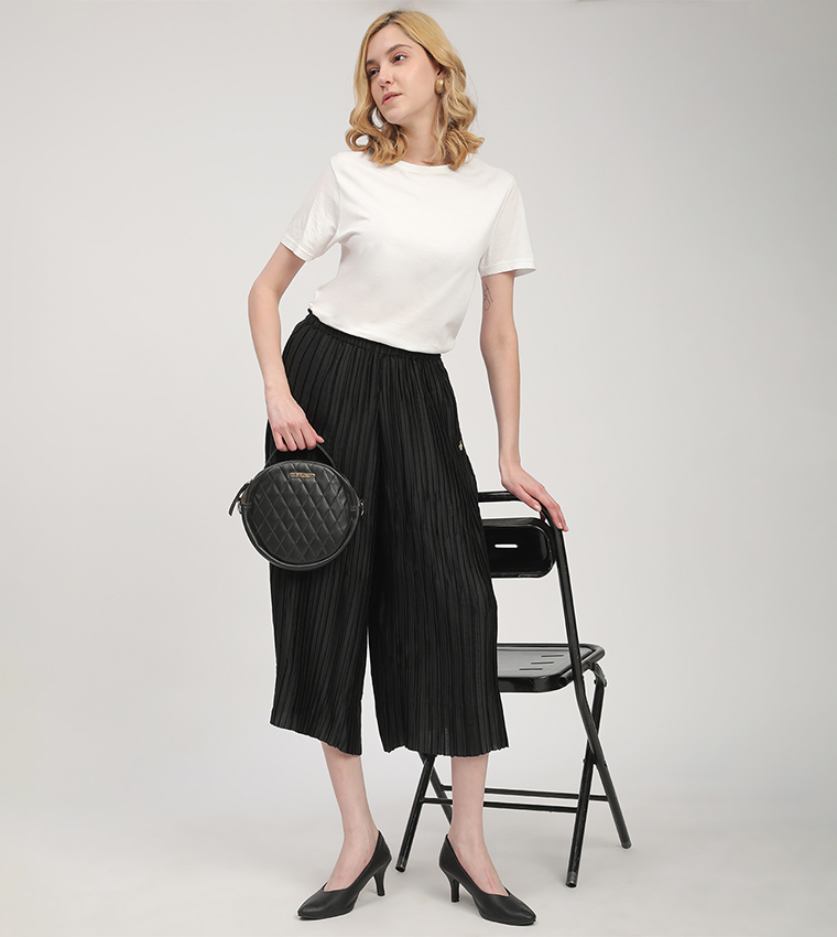 Pleated Elastic Waist Culottes