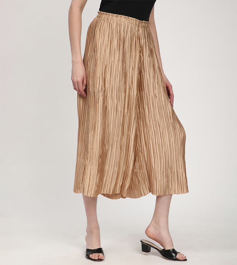 Pleated Elastic Waist Culottes