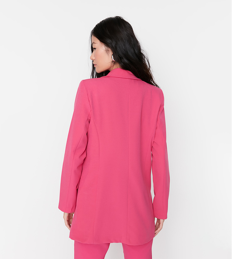 Buy Trendyol Outlet Lapel Collar Classic Blazer Jacket In Pink 6thStreet Bahrain