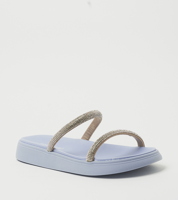 SOFIA Embellished Double Strap Flat Sandals