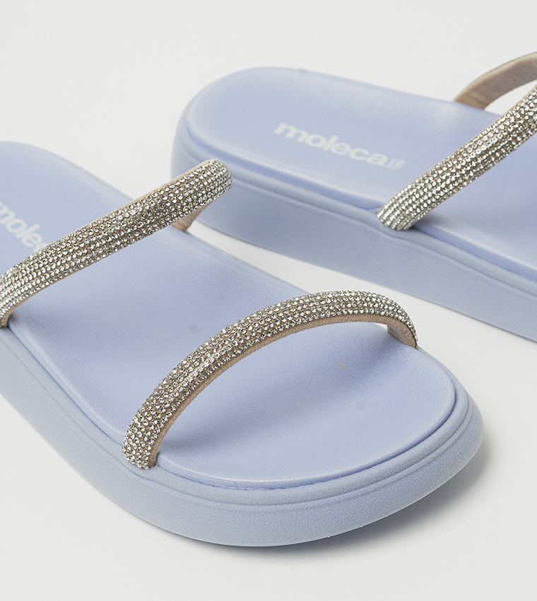 SOFIA Embellished Double Strap Flat Sandals